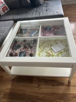 Couchtisch mit Glasplatte und Schublade weiss