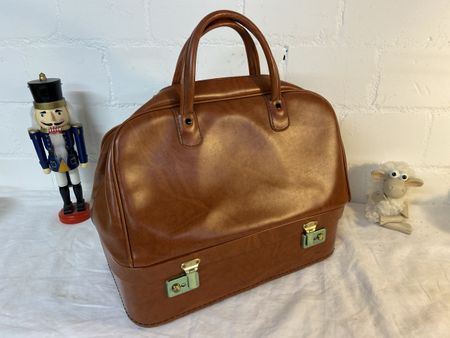 Vintage Reisetasche Braun Kunstleder Retro