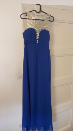 Elegantes Abendkleid mit Strass blau Gr. S