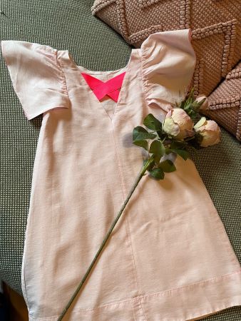 ZARA pale pink dress, size 134 with ruffled sleeves like new