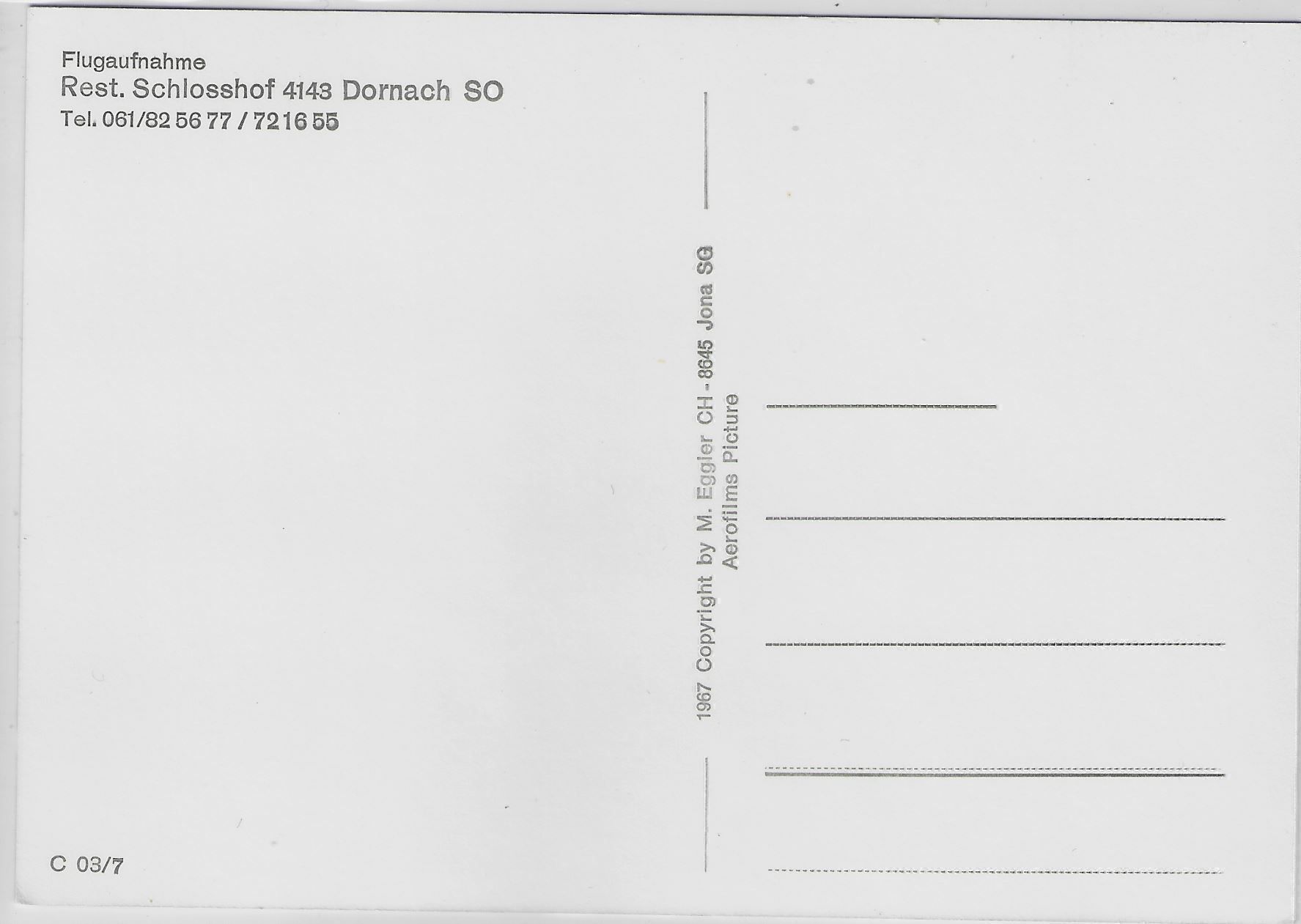 Cartoline postali: Flugaufnahme Restaurant Schlosshof – Antico da Ettingen venduto da Kartenplanet 1
