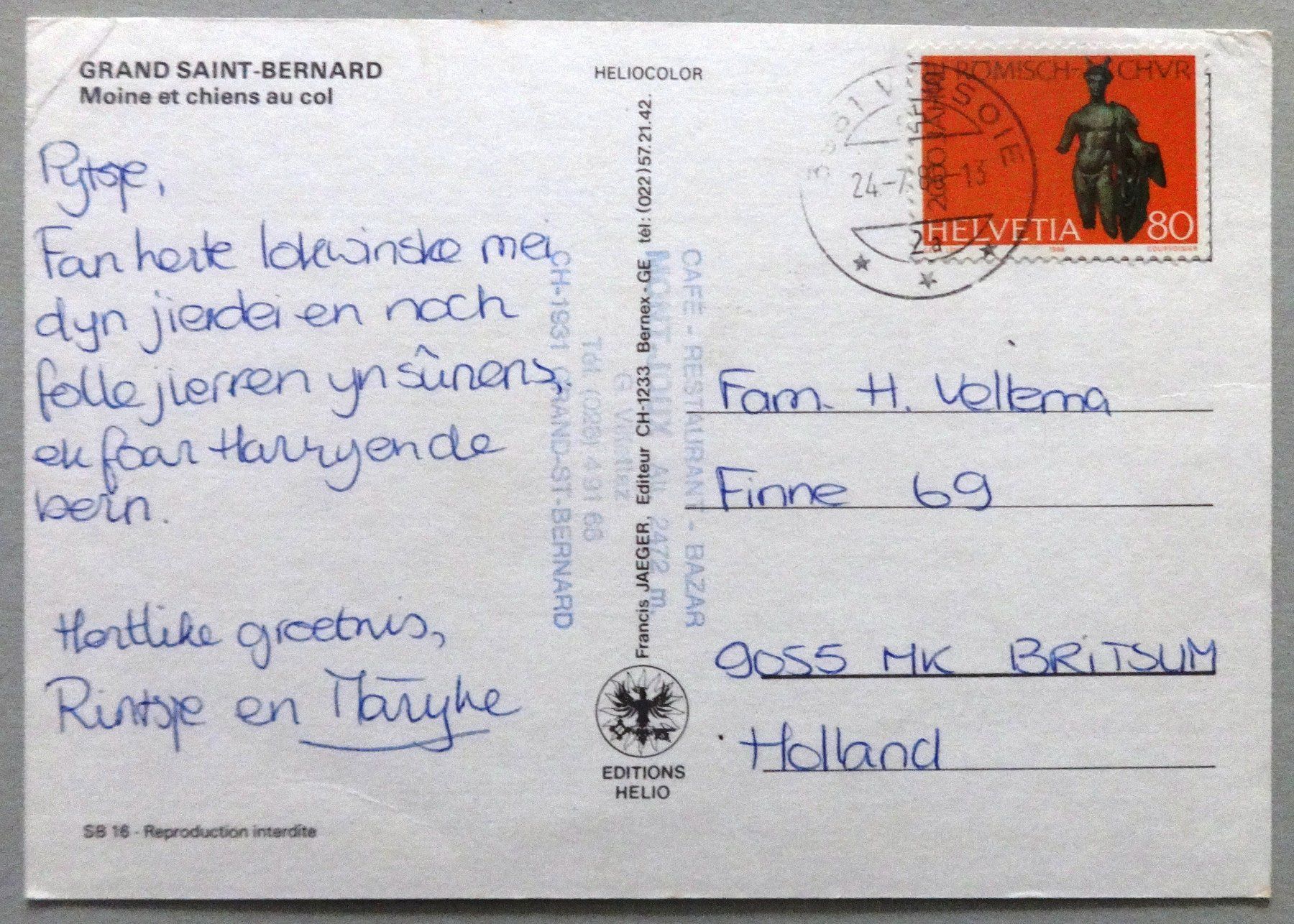 Cartoline postali: Grand Saint-Bernard, Moine et chiens du col – Difettoso da Fétigny venduto da Billy2miny 1