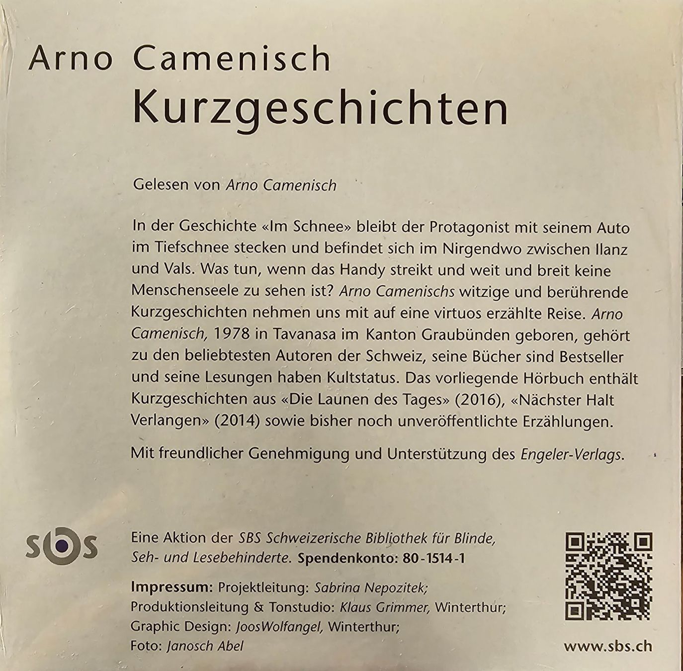 Audiolibri: Arno Camenisch - Kurzgeschichten – Nuovo e nell'imballaggio originale da Wahlen b. Laufen venduto da Cg10 1