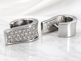 Elegante Creolen aus 750/18K Weissgold mit Diamantbesatz