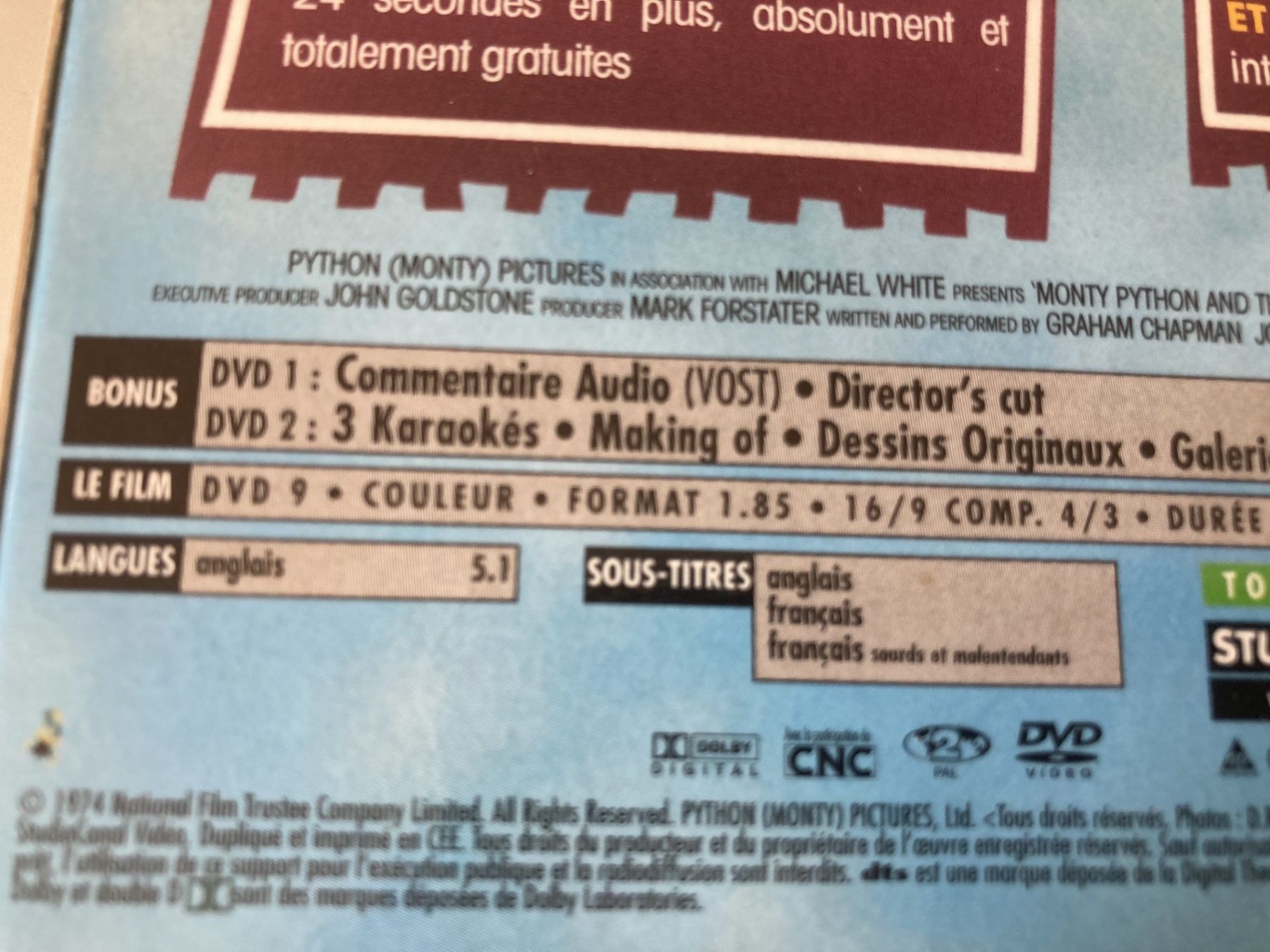 Tutti i DVDs: Monty Python Sacré Graal - Terry Gilliam Terry Jones – Usato da Neuchâtel venduto da Rougesky 2