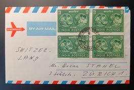 INDIEN FLUGBRIEF NACH ZÜRICH