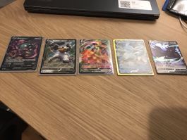 Pokémon cards (5) English,German and Korean Cards