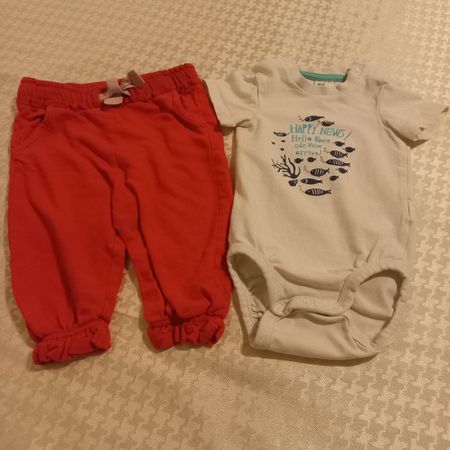 Ensemble bébé H&M coton bio, rouge et blanc, taille 68