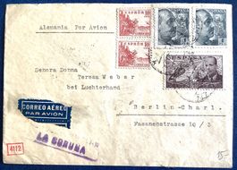 1940 Spanien Flugpost mit Doppel Zensur / La Coruña - Berlin