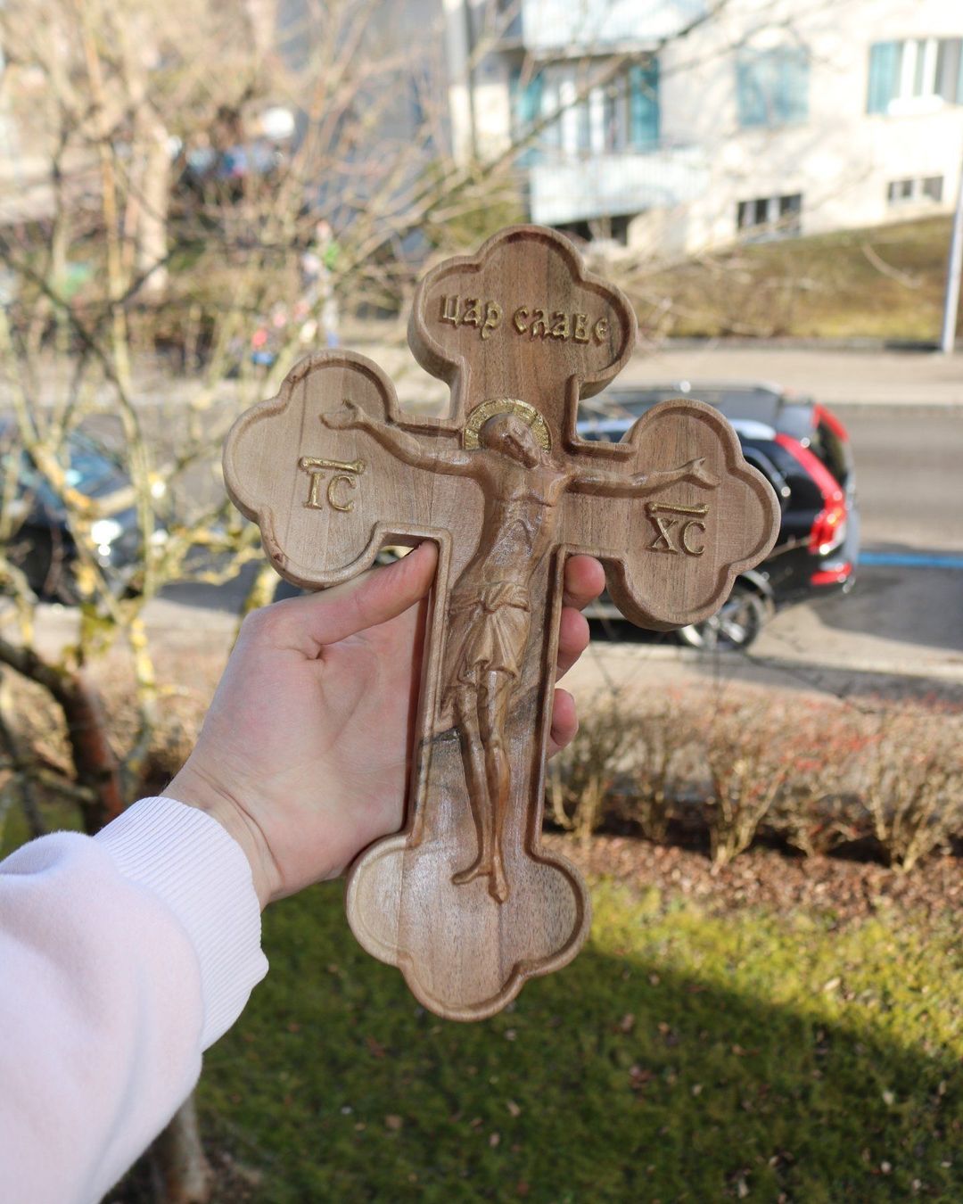 Gravures sur bois: Jesus Christus Kreuz aus Holz – Neuf avec emballage d'origine à Zürich par Miki_Schreiner 1