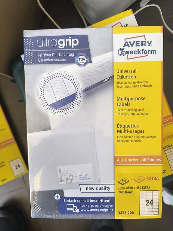 Avery Zweckform Sticker: Ultra Grip Universaletiketten – Nuovo e nell'imballaggio originale da Thundorf venduto da Riuli