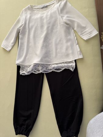 Liu Jo Damen Set Top mit Spitze und Hose Schwarz Grösse S