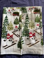 Christmas Festive Winter Snowman Skiing Kitchen Towels 2x