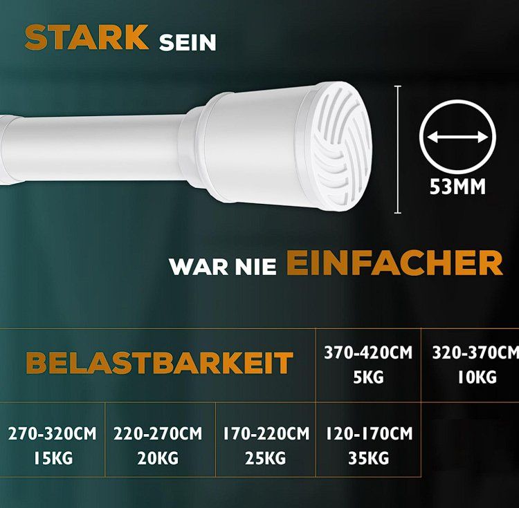Sonstiges für Haushalt & Wohnen: Vorhangstange ohne Bohren 270-320cm – Neu und originalverpackt aus Adlikon b.Regensdorf von MK-VORHANGSERVICE 4