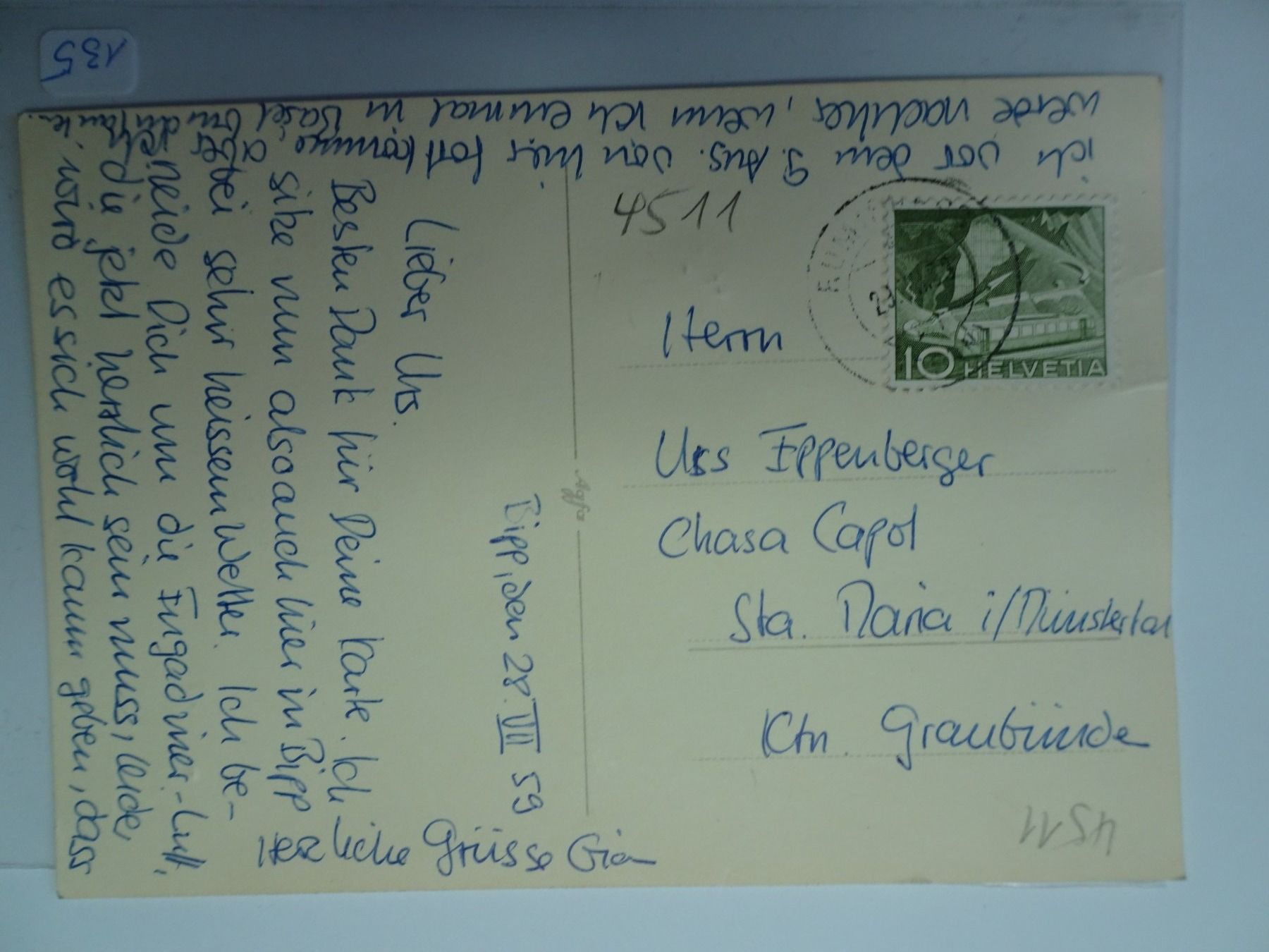 Cartoline postali: AK Bipp Schloss 1959 – Usato da Schönenwerd venduto da schnitzunddrunter 1