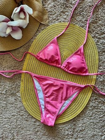👙Damen Bikini Pink Glanz M -  Neu - Gratis Versand