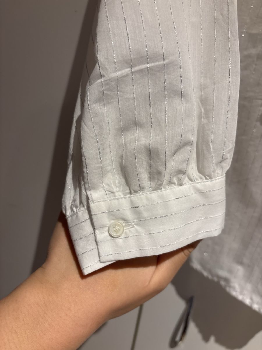 Sandro Camicette: Sandro Bluse: Weiss mit silbernen Details – Usato da Hilterfingen venduto da lavendu 2