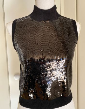 MICHAEL KORS: Pailettenpullover, Wolle, Schwarz, M, NP 275