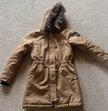 Only Winter Coat, size S, with Faux Fur Hood - Beige