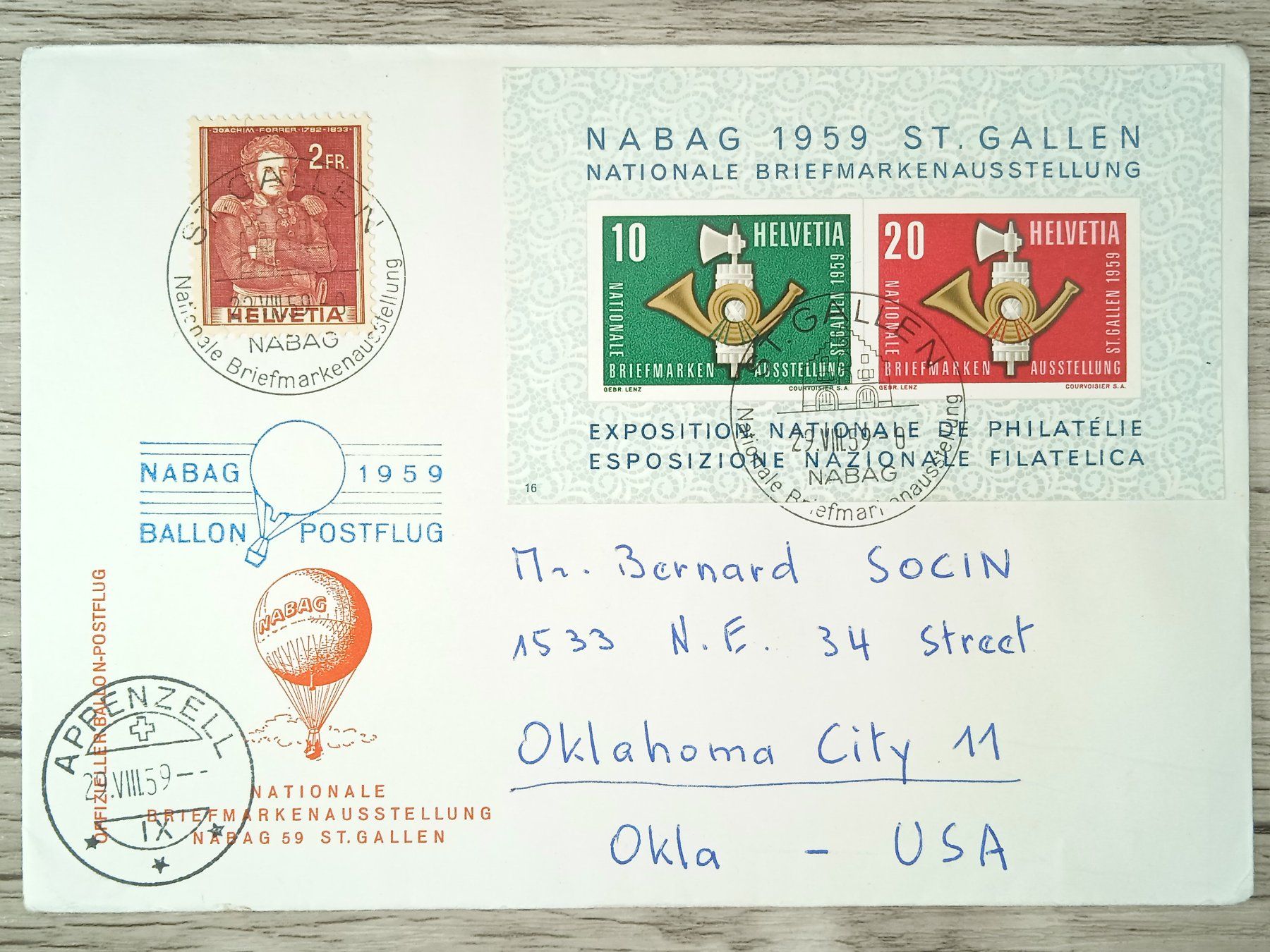 Tutti i francobolli: TR09 Enveloppe + Timbre Suisse 1959 – Usato da Cousset venduto da Patrick_Collections