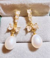 Boucles d'oreille perles en Argent Plaqué Or