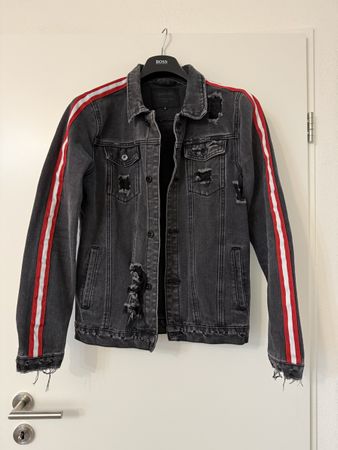 Coole Liquor N Poker Jeansjacke mit Streifen, Gr. M 😎