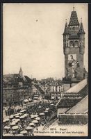 Basel, Rathausturm mit Blick auf den Mar