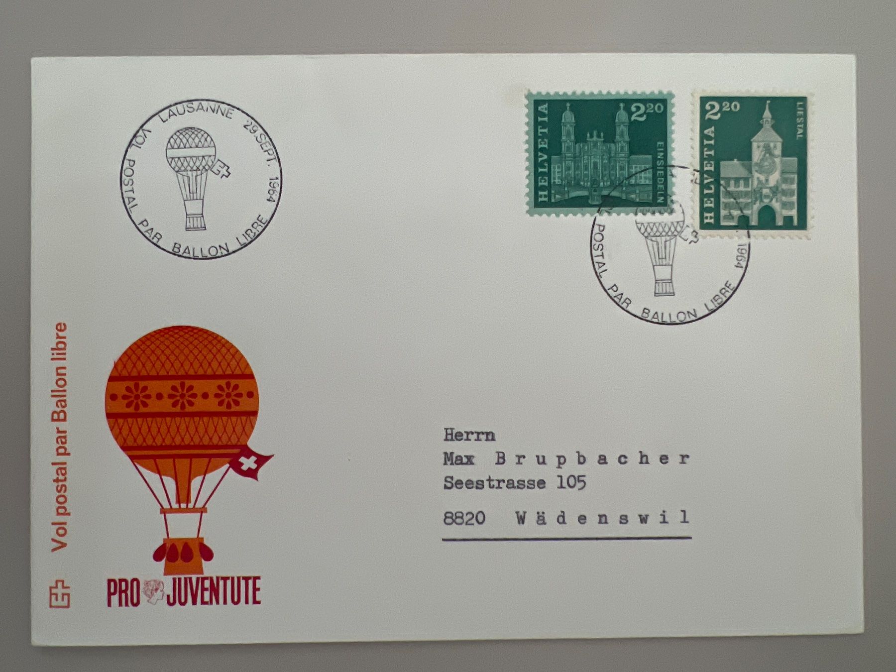 Tutti i francobolli: Ballonpost Expo Lausanne 1964 – Usato da Buchrain venduto da wmm