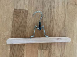 🪵 10 Hosenbügel Holz 30 cm Kleiderbügel mit Klammern ✅