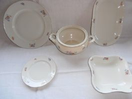 5xArzberg Bavaria Porzellan Servier-Platte, Schüssel, Teller