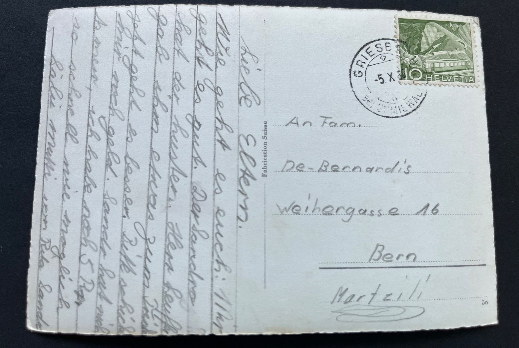 Cartoline postali: Ferienheim Schonegg bei Sumiswald, ca 1950 – Usato da Ostermundigen venduto da DaxKarten-75 1