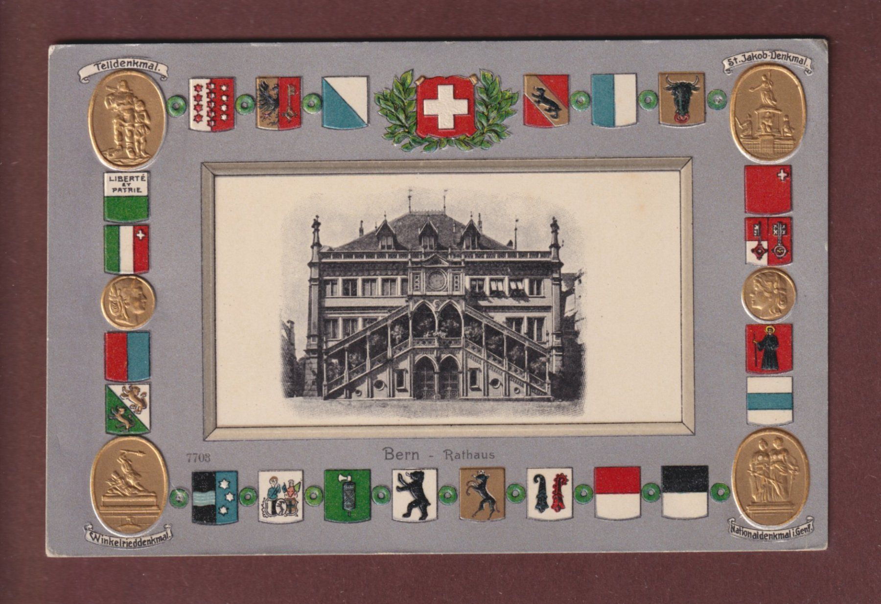Cartoline postali: BERN - Rathaus - Kantone Präge – Usato da Pully venduto da nicecards