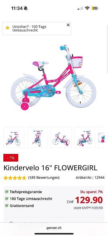 Biciclette: 16" Flowergirl Velo – Usato da Hochdorf venduto da Franciscochico