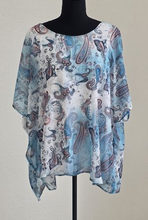 Tunika Paisley Blau Weiss Grösse 46/48