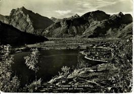 Wallensee, Weg nach Amden mit Blick auf Weesen 1956