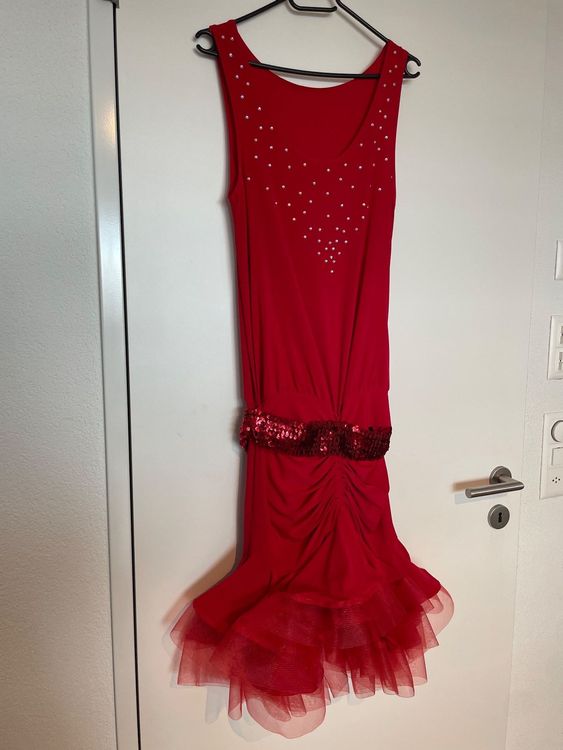 Damen Latein Tanzkleid Navy Blue - Salsa Tango Bühnenkostüm Gr. M