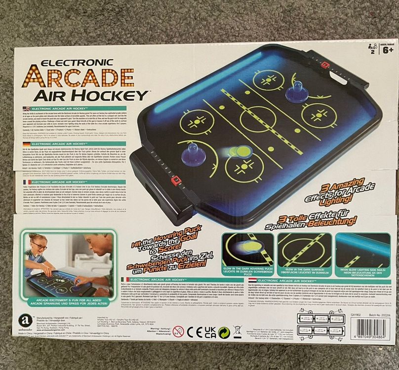 HOMASIS Air Hockey Tisch - Mit 12V-Motor & LED-Punktezähler | 144x68x81cm Für Kinder & Erwachsene