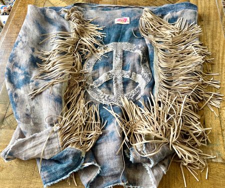 BOHO YIPPIE HIPPIE TUNIKA / KURZ-KAFTAN – BATIK MIT FRANSEN