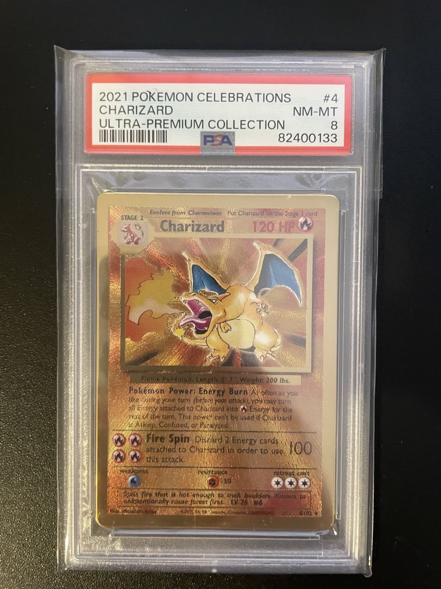 Pokémon Sammelbilder & Trading cards: Pokémon Celebrations Charizard Gold PSA 8 – Neu und originalverpackt aus Rombach von