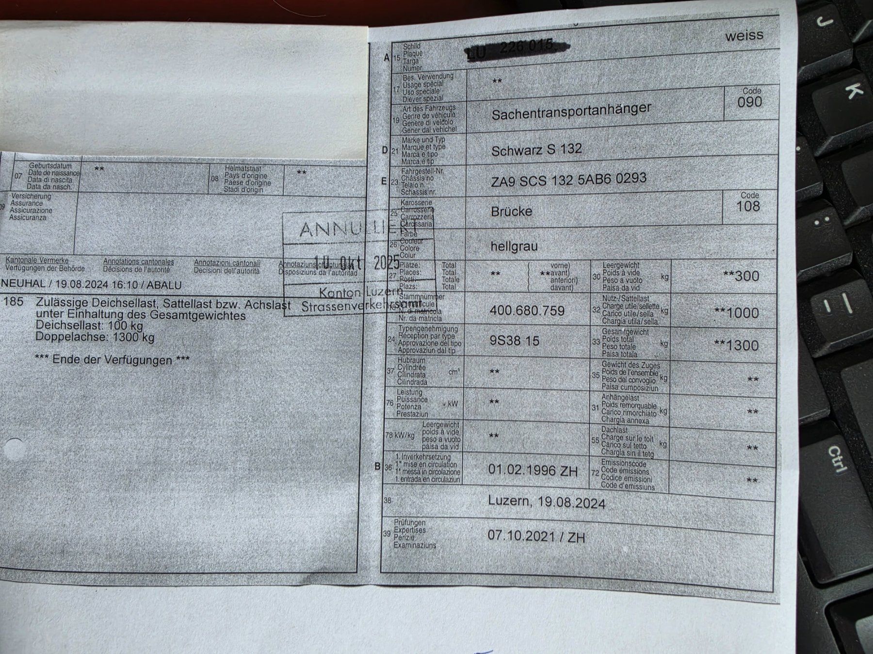 Remorques: Sachentransportanhänger Schwarz – D'occasion à Roggwil BE par webl07 4