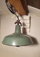 Vintage Industrie Hängelampe Emaille grün Fabriklampe Shabby