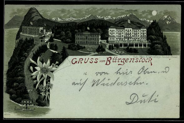 Cartes postales: Mondschein-Lithographie Bürgenstock, Ho – D'occasion à Berlin par bartko-reher