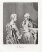 Lithographie 1863 - Liebespaar - Antrag, Liebespaar