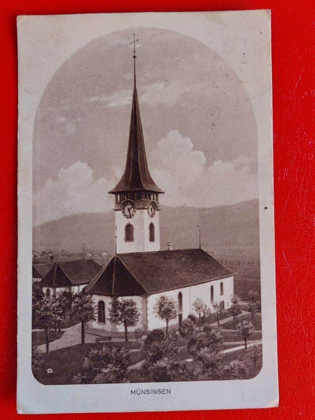 Cartoline postali: Münsingen 1923 ; Kirche – Usato da St-Légier-Chiésaz venduto da Theo006