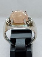 Ring Rosenquarz und kleinen Zirkonia 925 Silber