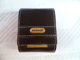 Swissair, Hölzeln Knobelspiel, Lederetui, fabrikneu