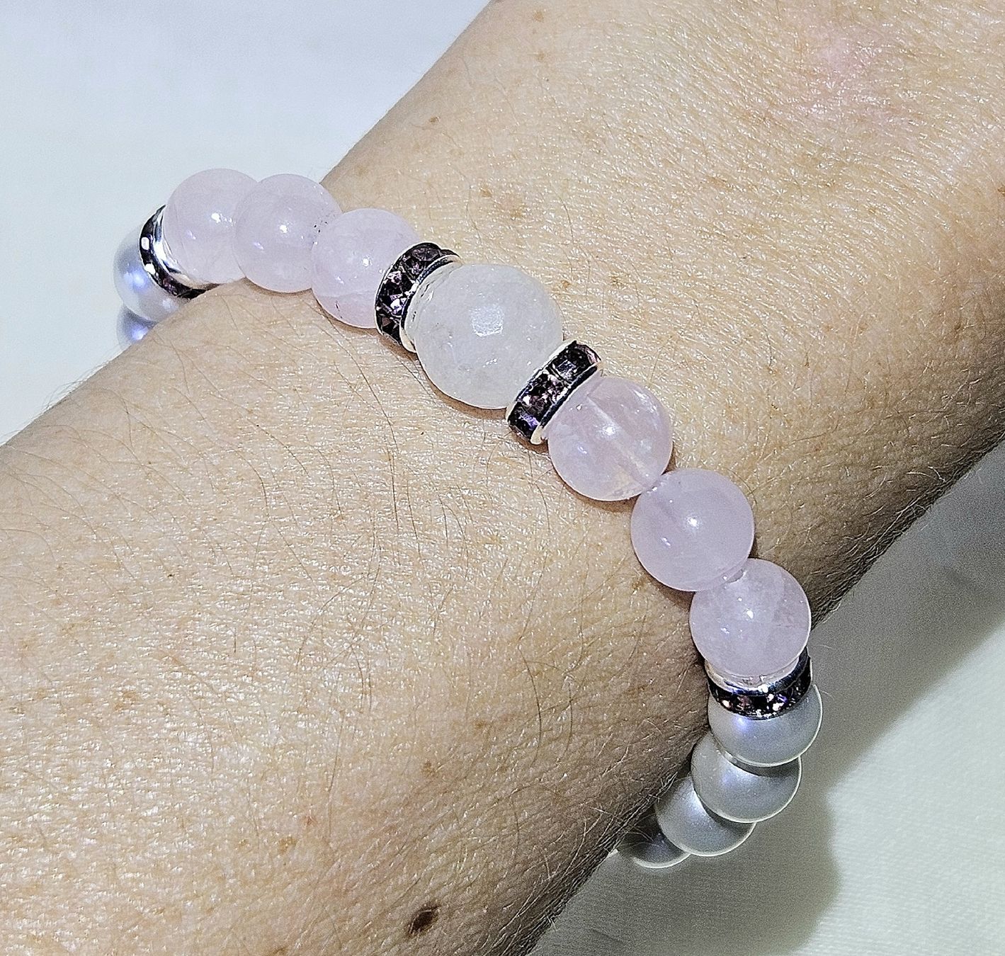 Armbänder & -reifen: Rosenquarz-Perlen Armk. - Spendenaktion – Neu (gemäss Beschreibung) aus Unterkulm von Nachtigall 1