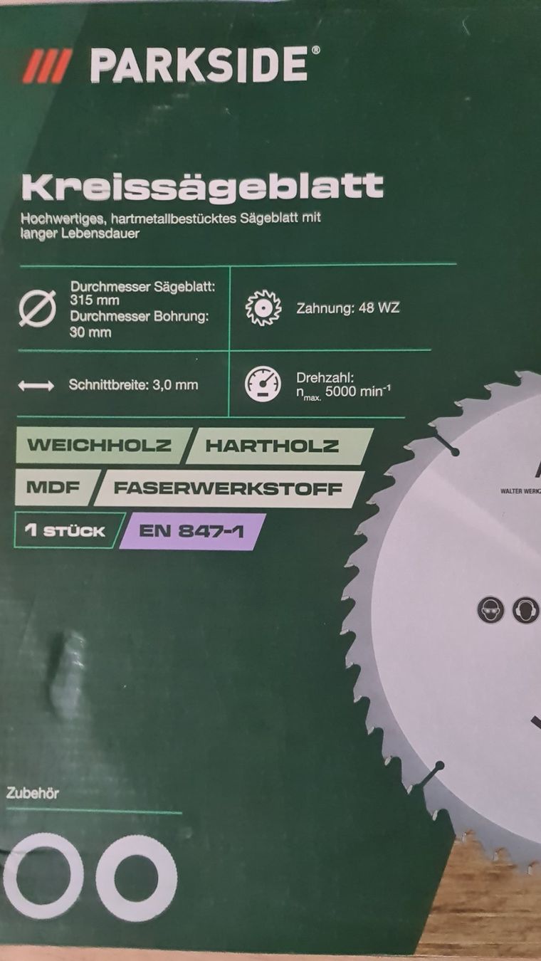 Parkside Sägen: Parkside Kreissägeblatt 315mm – Neu und originalverpackt aus Uerkheim von Justi.y 1