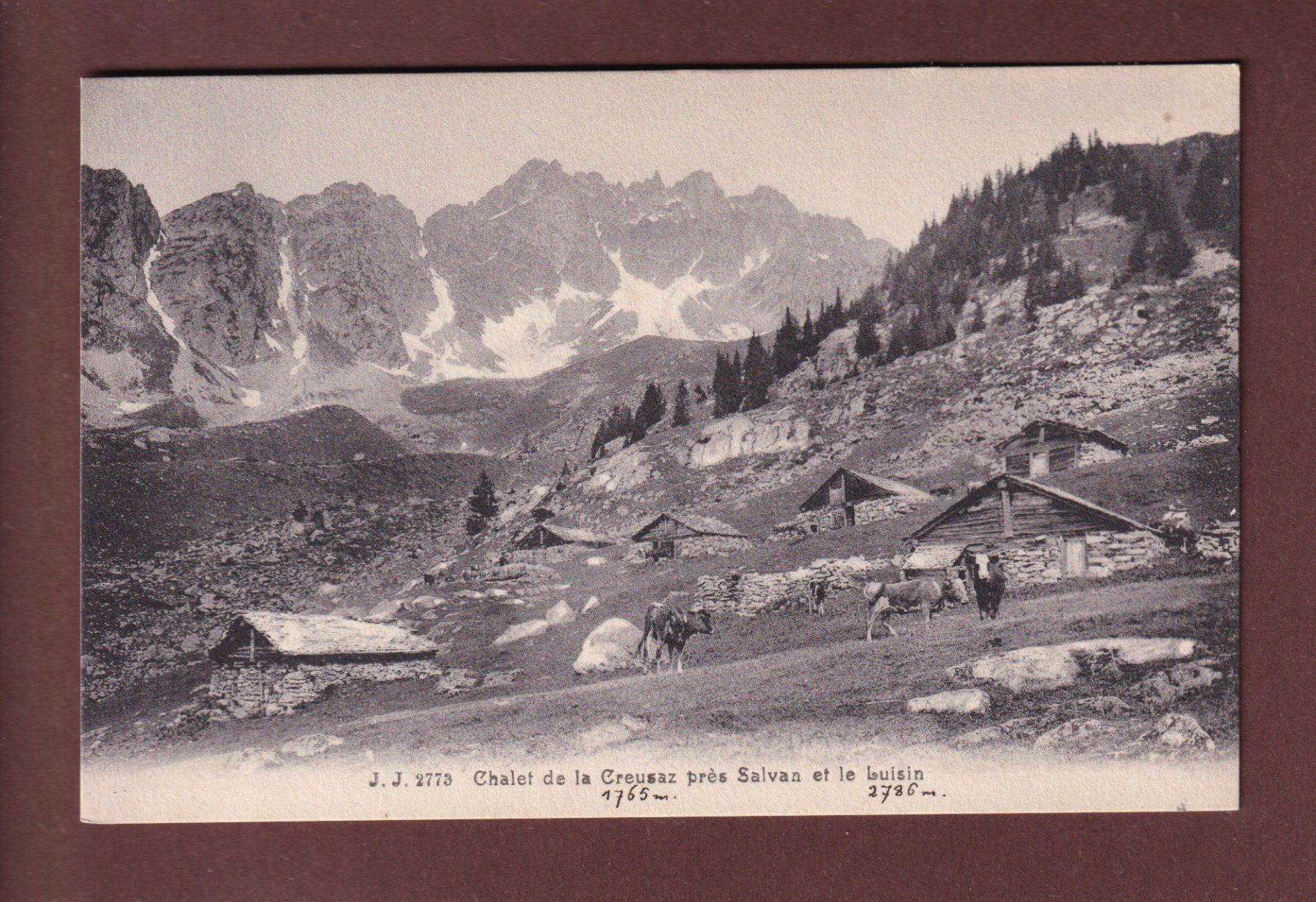 Cartoline postali: Chalets de LA CREUSAZ près Salvan - Vaches – Usato da Pully venduto da nicecards-shop