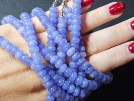 Kette Modeschmuck Halskette blau Perlen Rondell Edelstahl